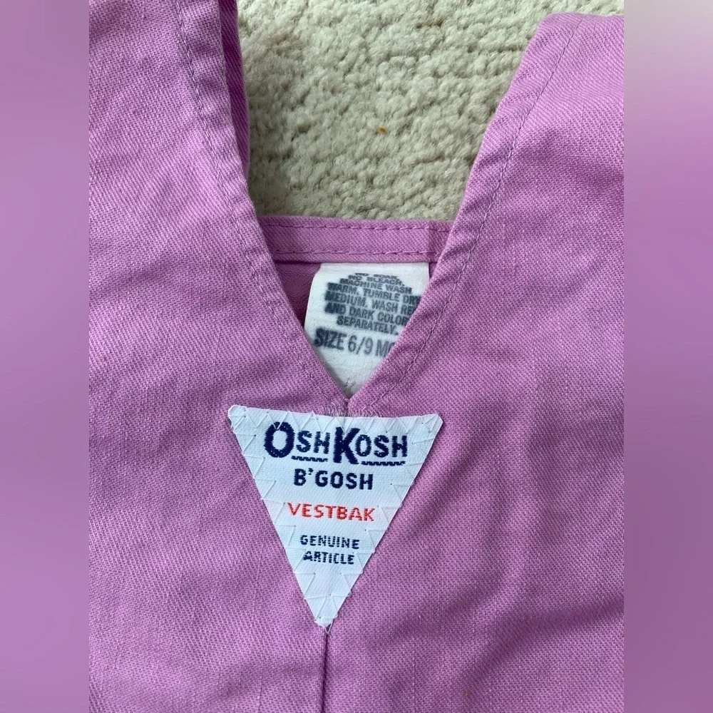 Vintage Oshkosh Size 6-9 Months Lavender Purple Footie Overalls